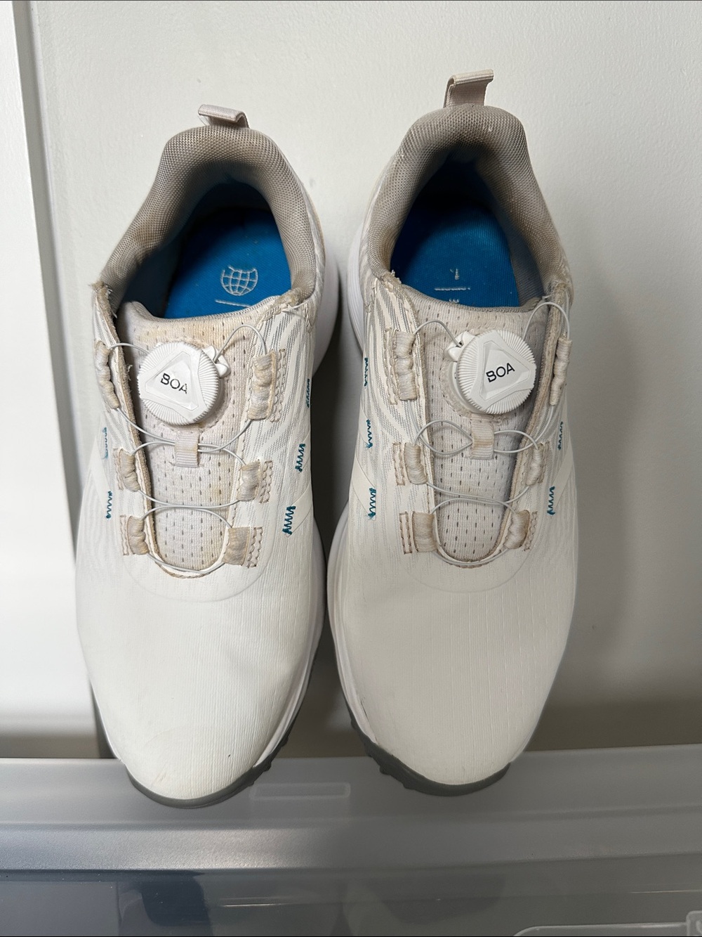 Wonen's Adidas Waterproof White BOA-Lace Golf Shoes Sz 7 1/2